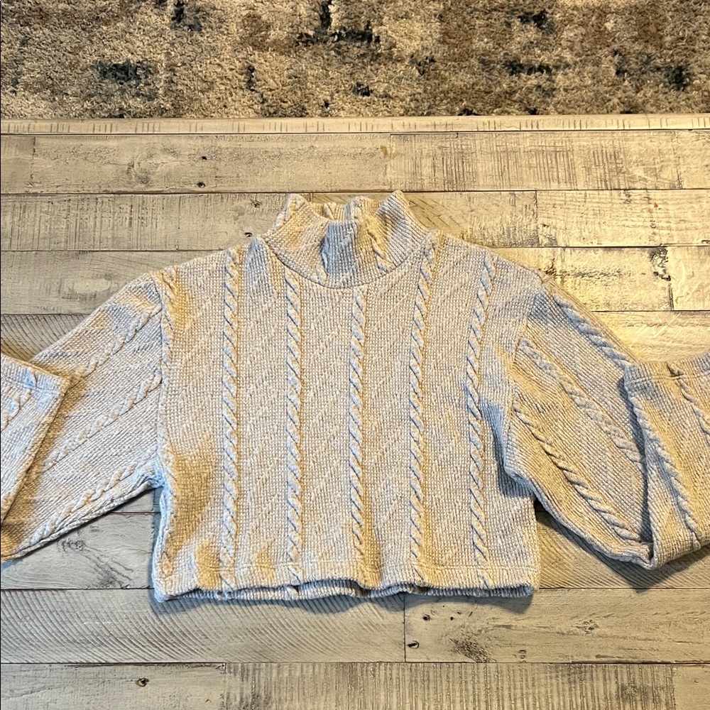 Zara Cream Cable Knit Turtleneck Sweater